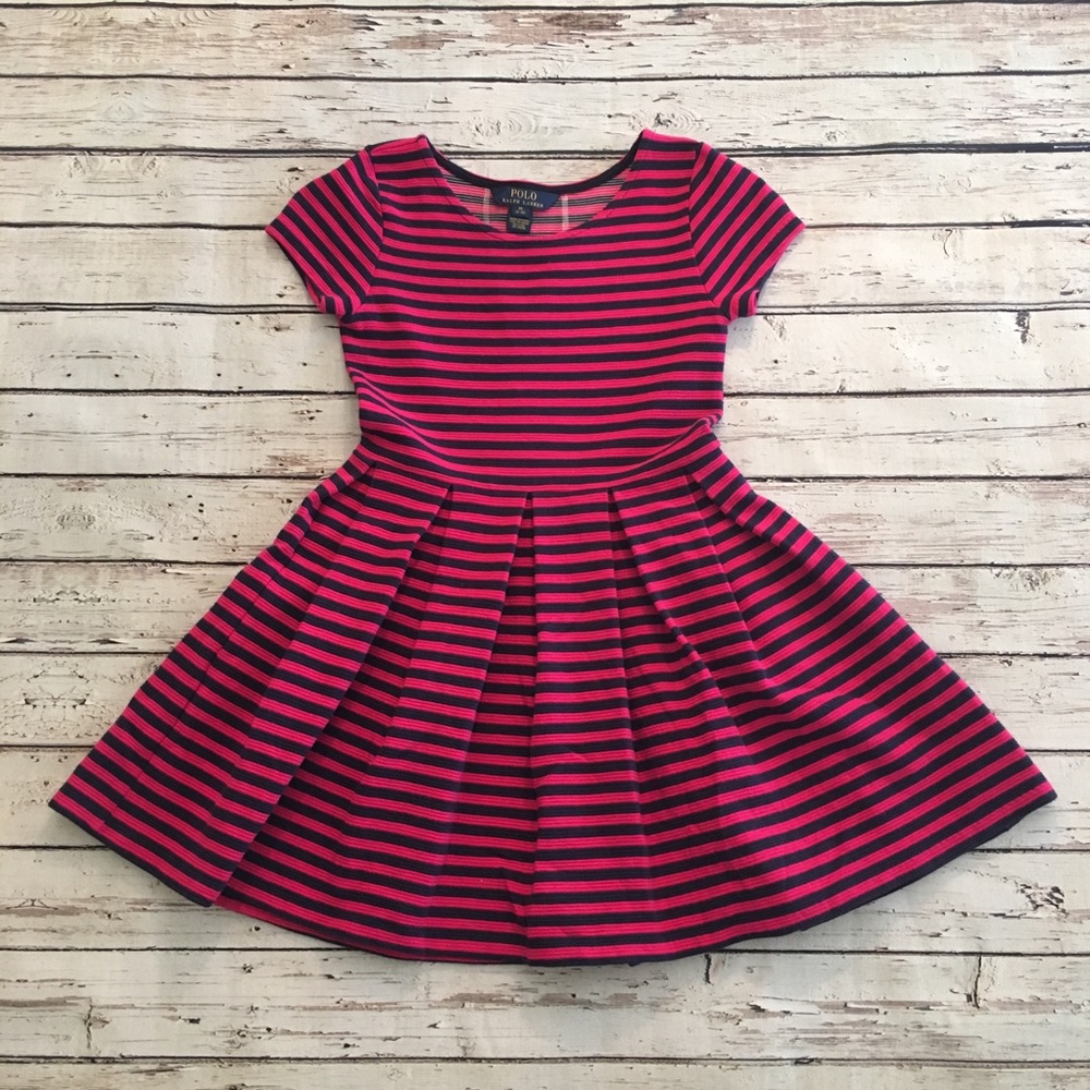 Polo navy and pink knit dress